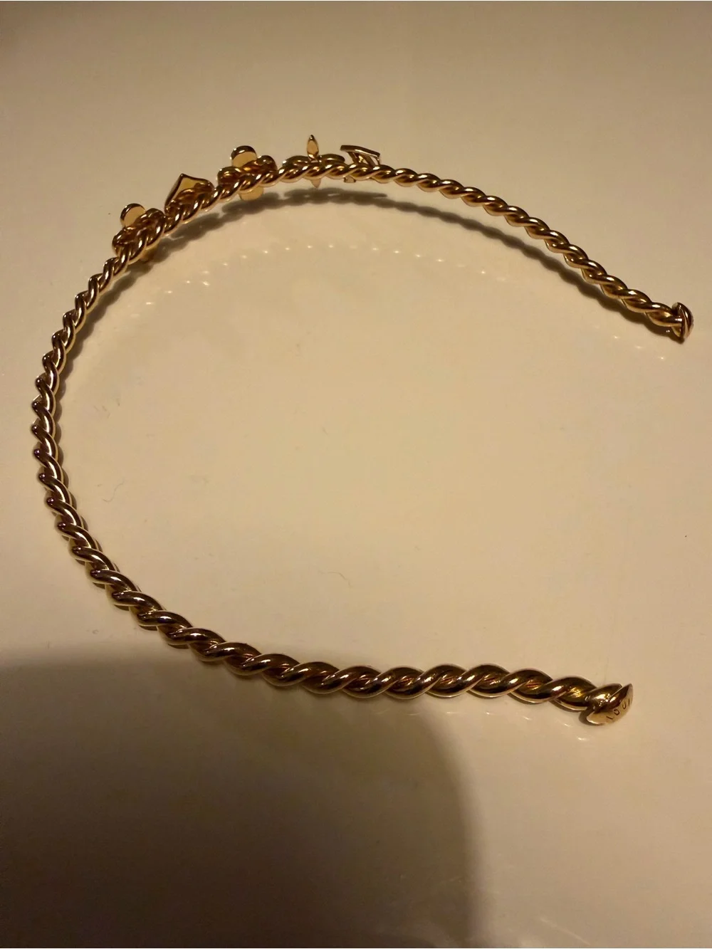 Louis Vuitton Gold Hair accessory with Pink Flower Accents